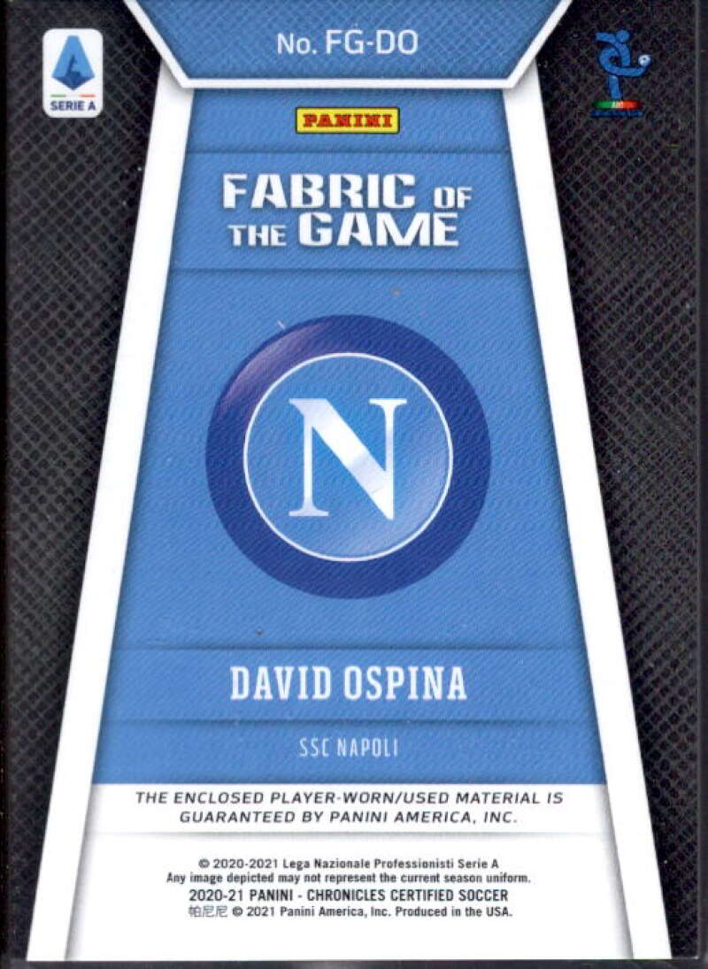 David Ospina Card 2020-21 Certified Fabric of the Game #27  Image 2