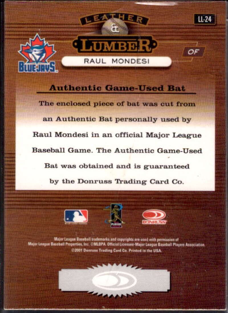 Raul Mondesi Card 2001 Studio Leather and Lumber #LL24  Image 2