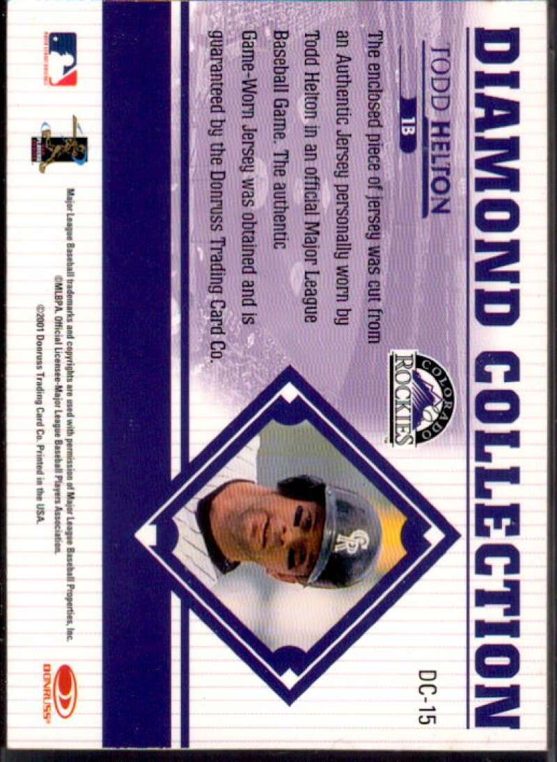 Todd Helton Card 2001 Studio Diamond Collection #DC15  Image 2