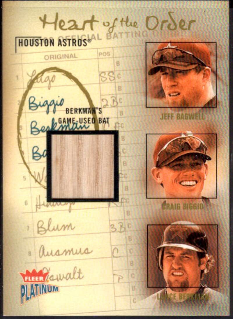 Lance Berkman Mem Card 2003 Fleer Platinum Heart of the Order Game Used #LB  Image 1