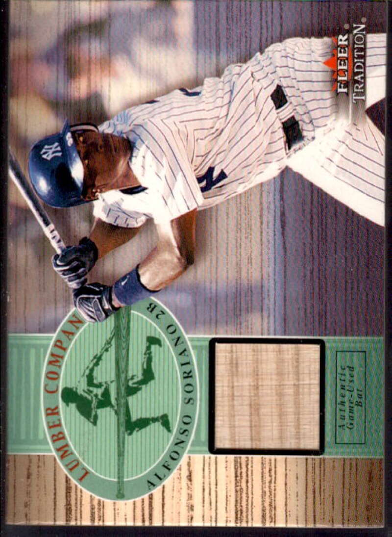 Alfonso Soriano Card 2002 Fleer Tradition Lumber Company Game Bat #26  Image 1