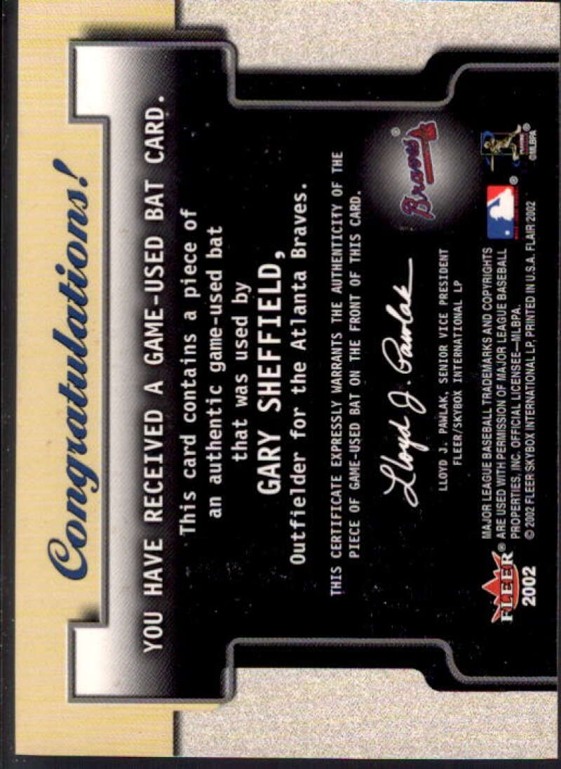 Gary Sheffield Card 2002 Flair Power Tools Bats #22  Image 2