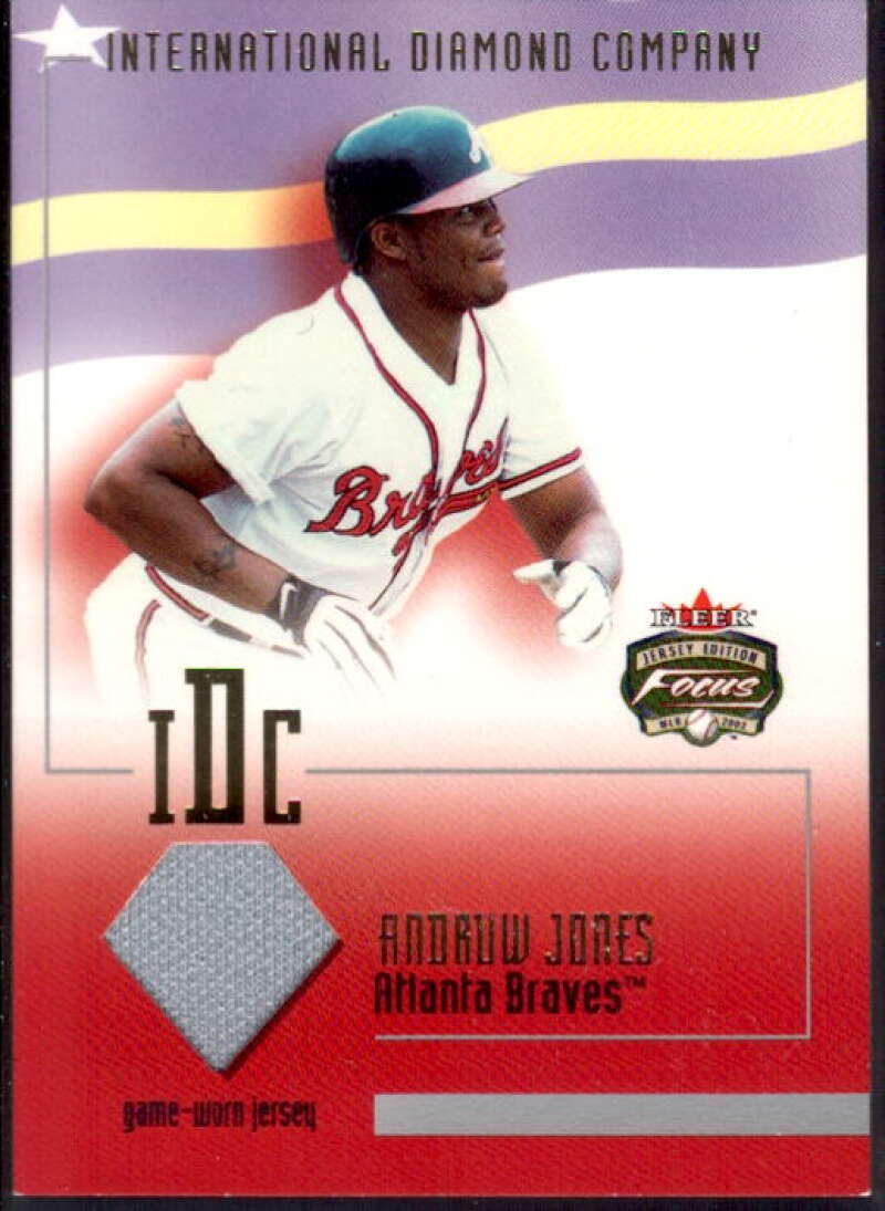 Andruw Jones Jsy Card 2002 Fleer Focus JE Intl Diamond Co. Game Used #1  Image 1