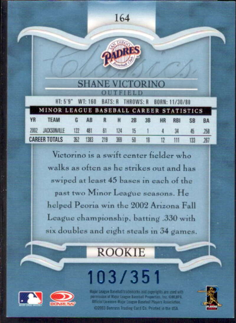Shane Victorino Card 2003 Donruss Classics Significant Signatures #164  Image 2