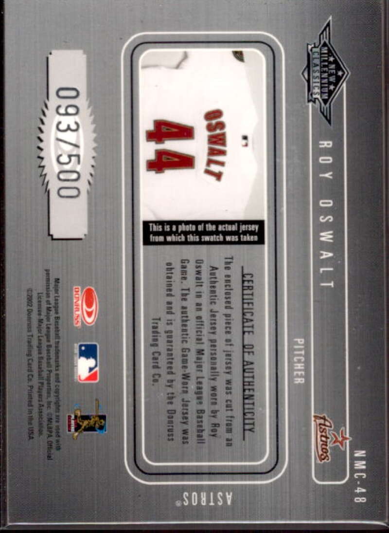 Roy Oswalt Jsy Card 2002 Donruss Classics New Millennium Classics #48  Image 2