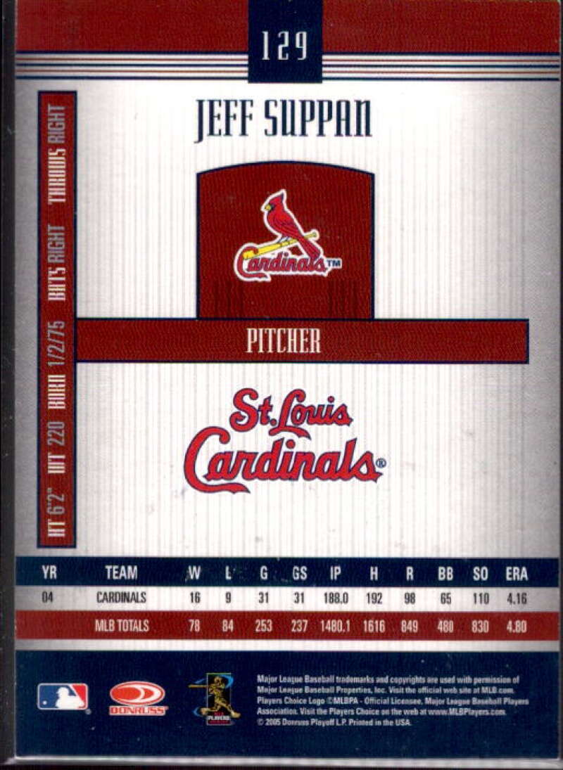 Jeff Suppan Card 2005 Donruss Signature Autograph Silver #129  Image 2