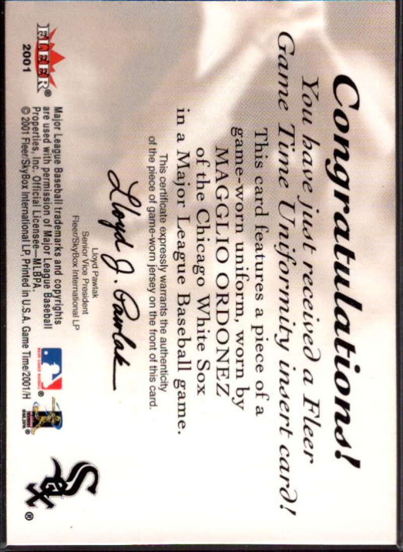 Magglio Ordonez Card 2001 Fleer Game Time Uniformity #14  Image 2