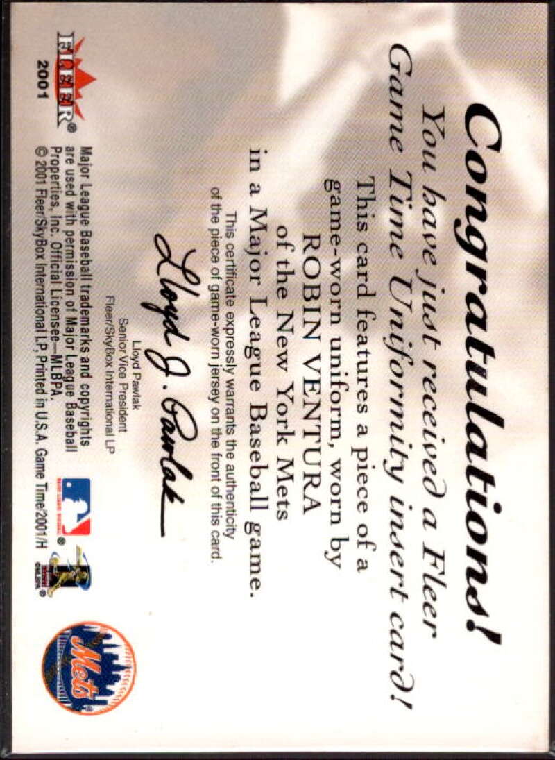Robin Ventura Card 2001 Fleer Game Time Uniformity #20  Image 2