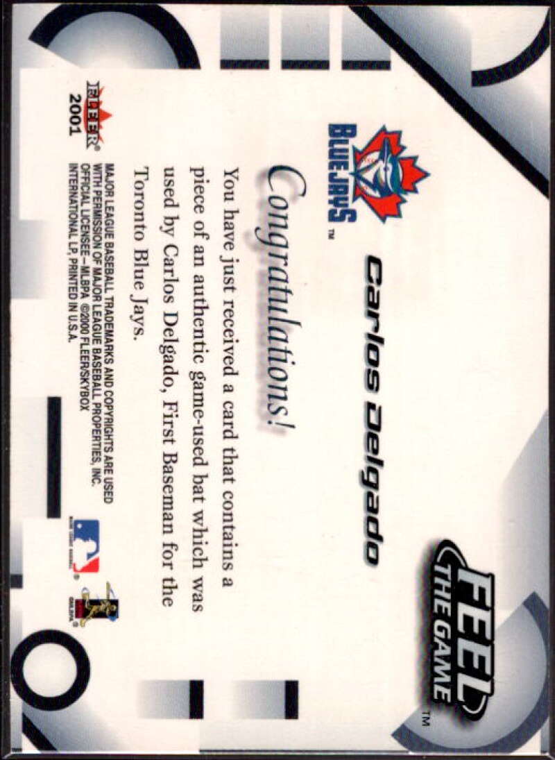 Carlos Delgado Card 2001 Fleer Feel the Game #7  Image 2