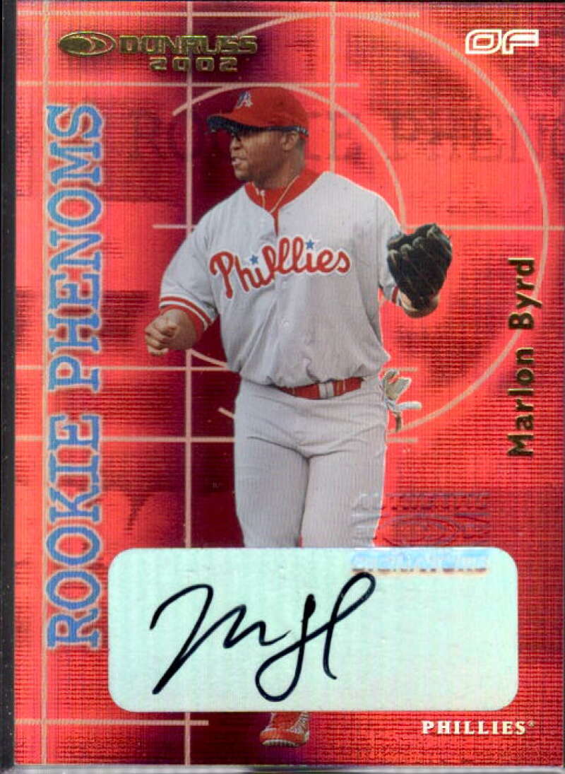 Marlon Byrd Card 2002 Donruss Rookies Phenoms Autographs #25  Image 1