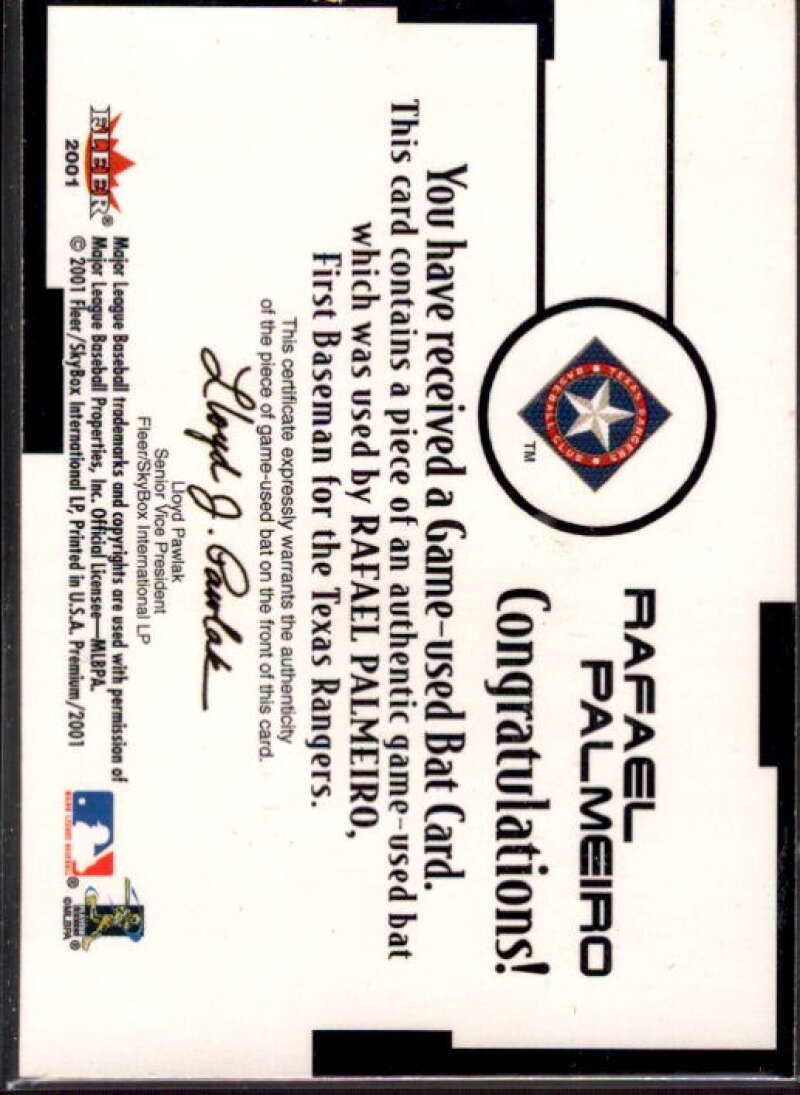 Rafael Palmeiro Card 2001 Fleer Premium Brother Wood #BW6  Image 2
