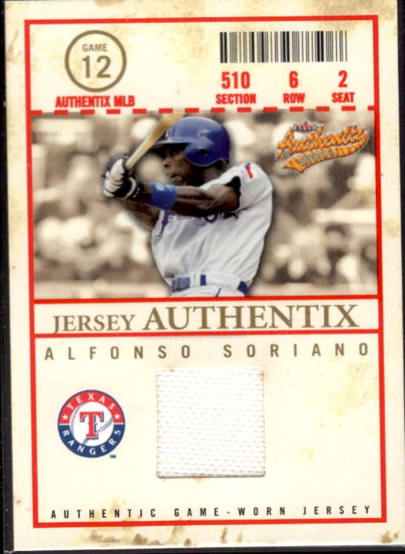 Alfonso Soriano Card 2005 Fleer Authentix Jersey General Admission #AS  Image 1