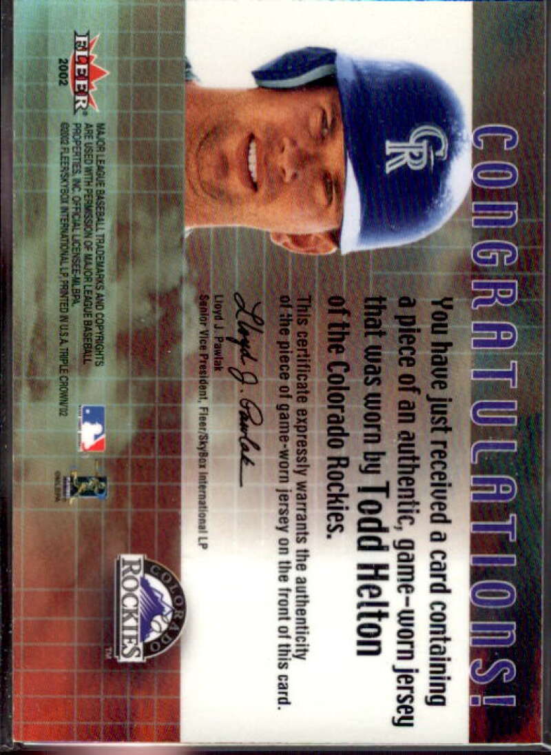 Todd Helton Game Worn Jersey Card