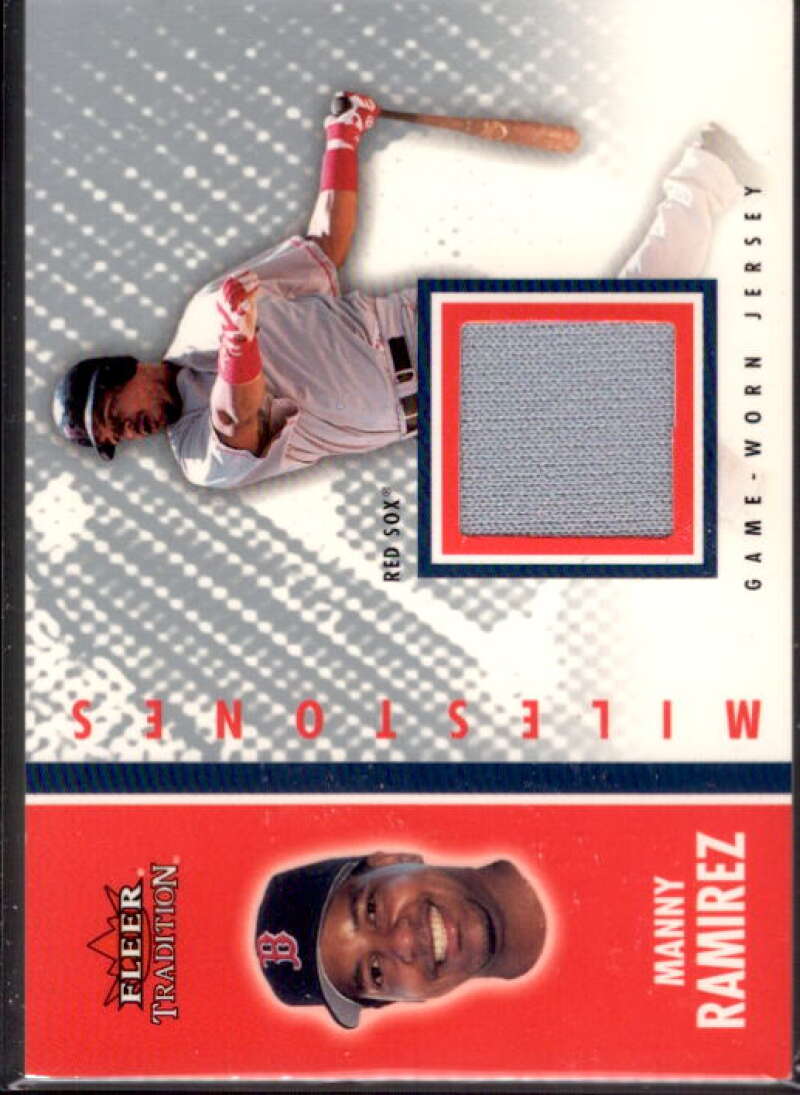 Manny Ramirez Card 2003 Fleer Tradition Update Milestones Game Jersey #MR  Image 1