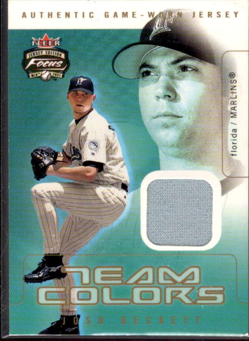 Josh Beckett Card 2003 Fleer Focus JE Team Colors Game Jersey #JBE  Image 1