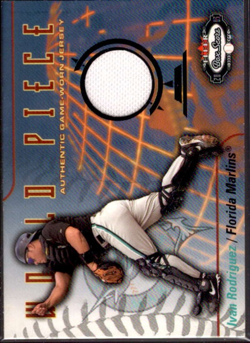 Ivan Rodriguez Card 2003 Fleer Box Score World Piece Game Jersey #IR  Image 1