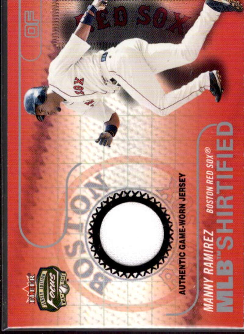 Manny Ramirez Card 2003 Fleer Focus JE MLB Shirtified Game Jersey #MR  Image 1
