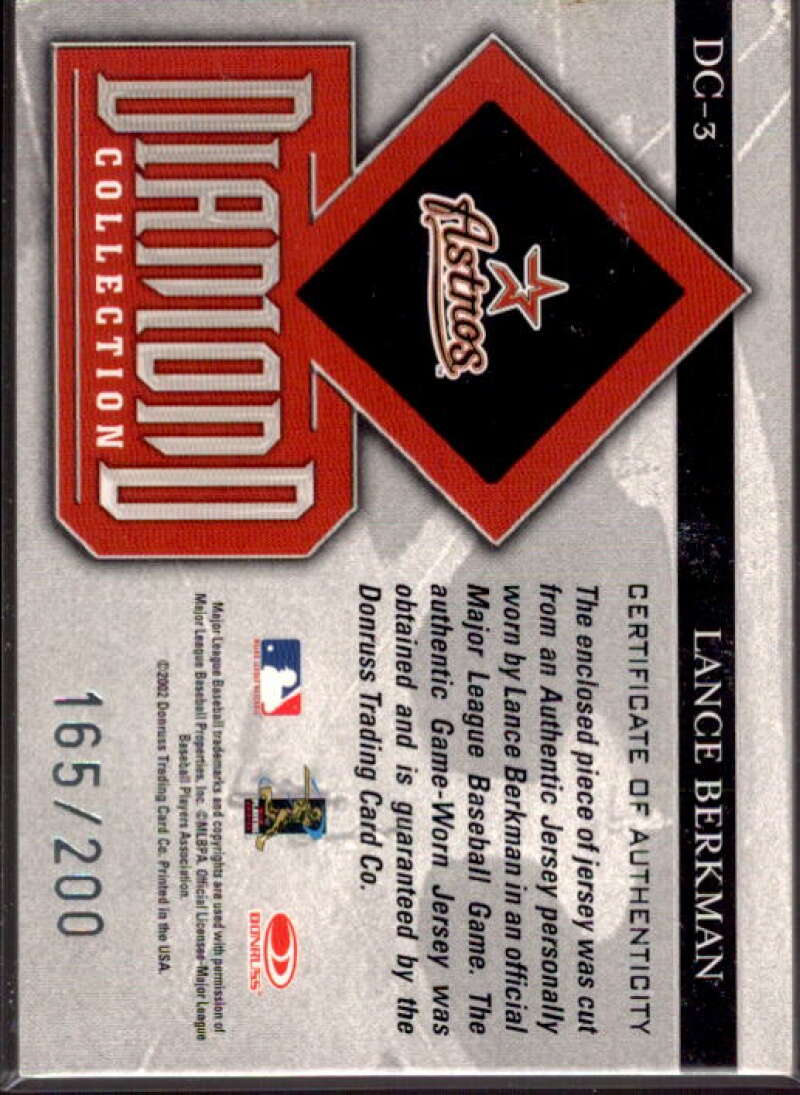 Lance Berkman Jsy Card 2002 Studio Diamond Collection Artist's Proofs #3  Image 2