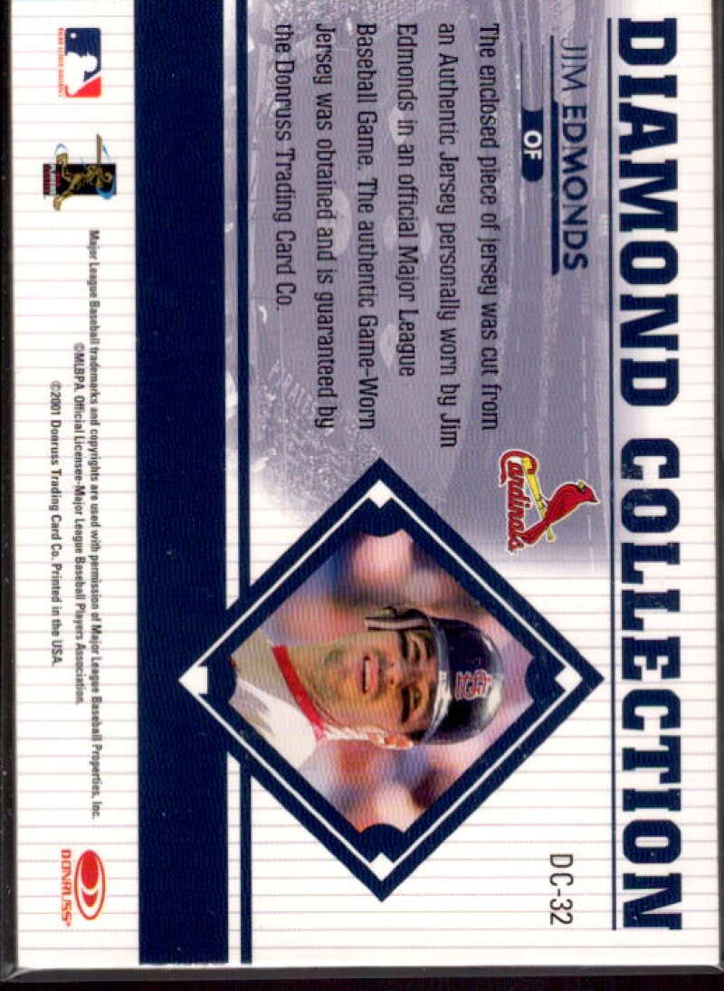 Jim Edmonds Card 2001 Studio Diamond Collection #DC32  Image 2