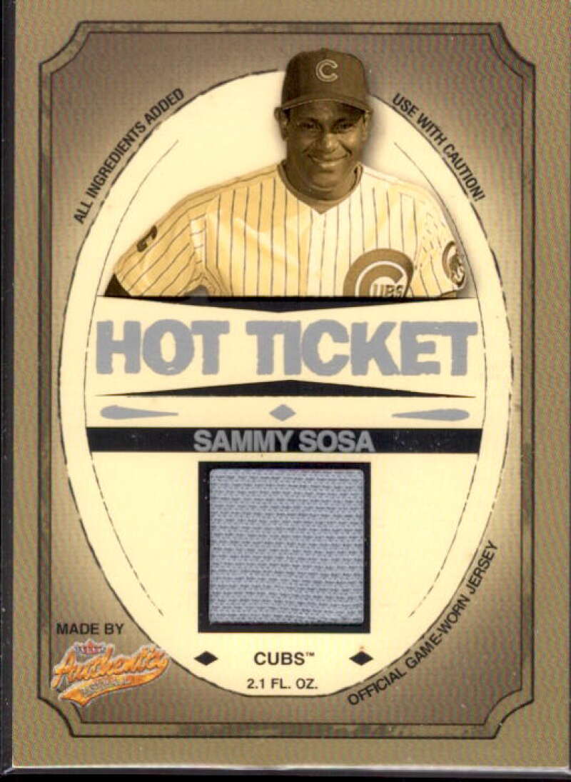 Sammy Sosa Card 2005 Fleer Authentix Hot Ticket Jersey #SS  Image 1