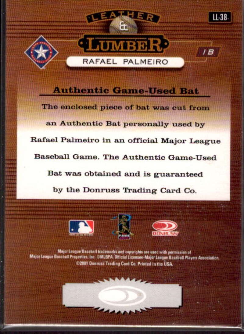 Rafael Palmeiro Card 2001 Studio Leather and Lumber #LL38  Image 2