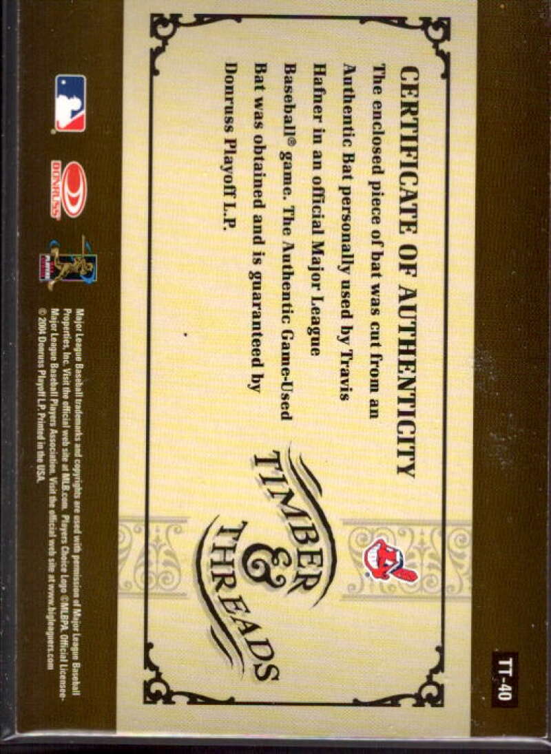 Travis Hafner Card 2005 Donruss Timber and Threads Bat #40  Image 2