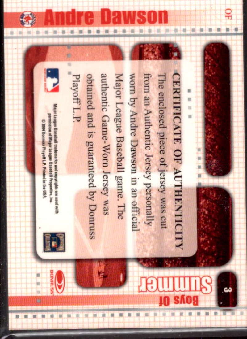 Andre Dawson Jsy Card 2004 Donruss Timelines Boys of Summer Material #3  Image 2