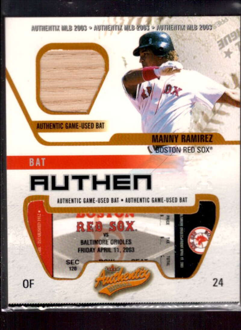 Manny Ramirez Card 2003 Fleer Authentix Game Bat #MR  Image 1
