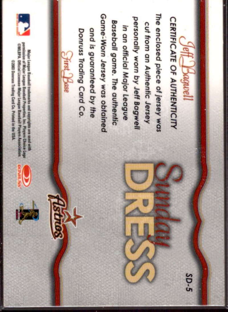 Jeff Bagwell Card 2004 Leaf Sunday Dress Jerseys Second Edition #5  Image 2