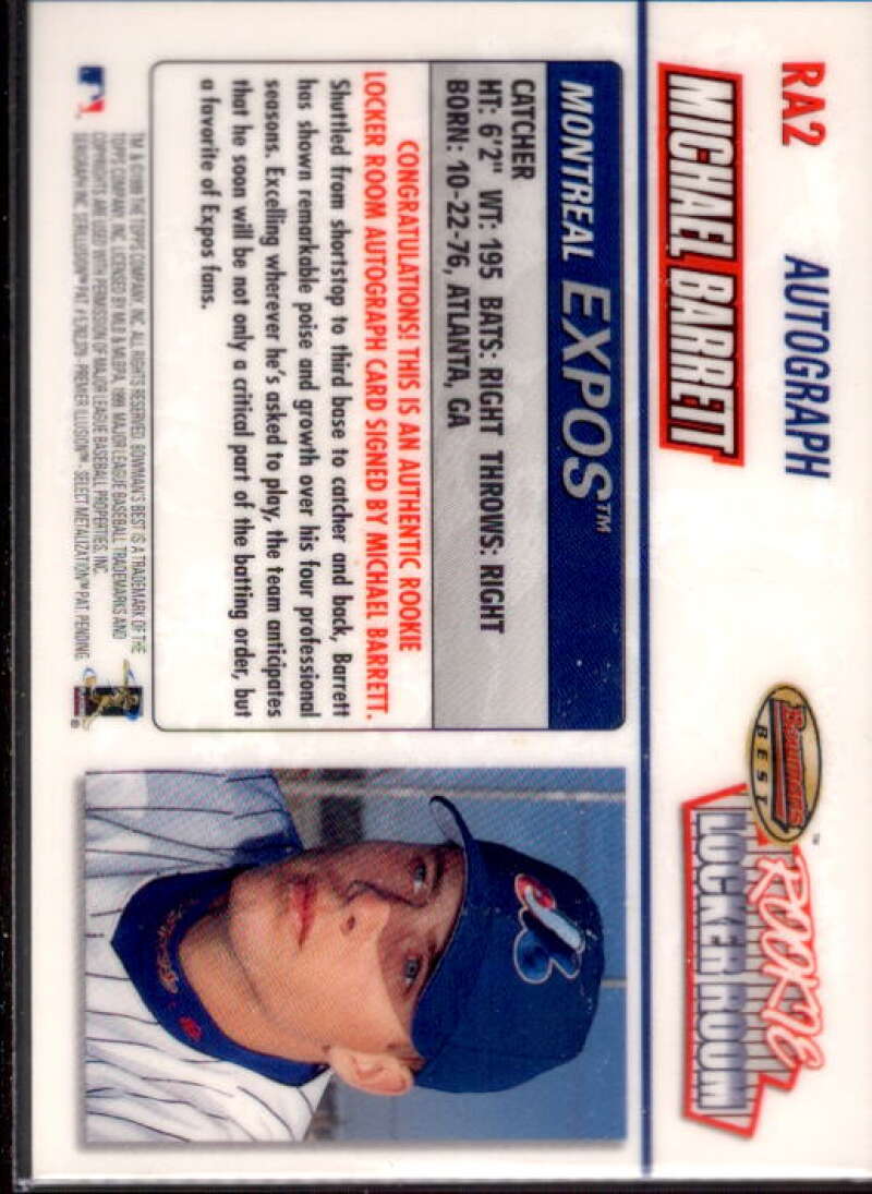 Michael Barrett Card 1999 Bowman's Best Rookie Locker Room Autographs #  Image 2