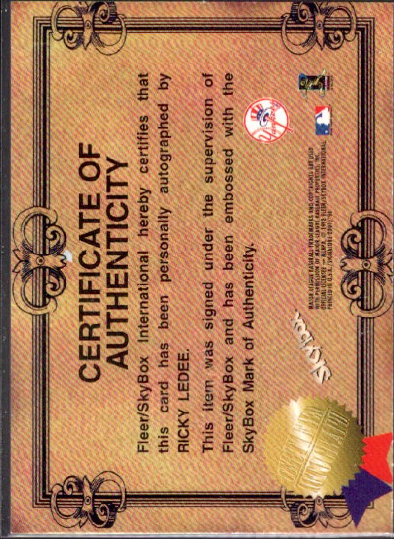 Ricky Ledee Card 1998 E-X2001 Signature 2001 #1  Image 2