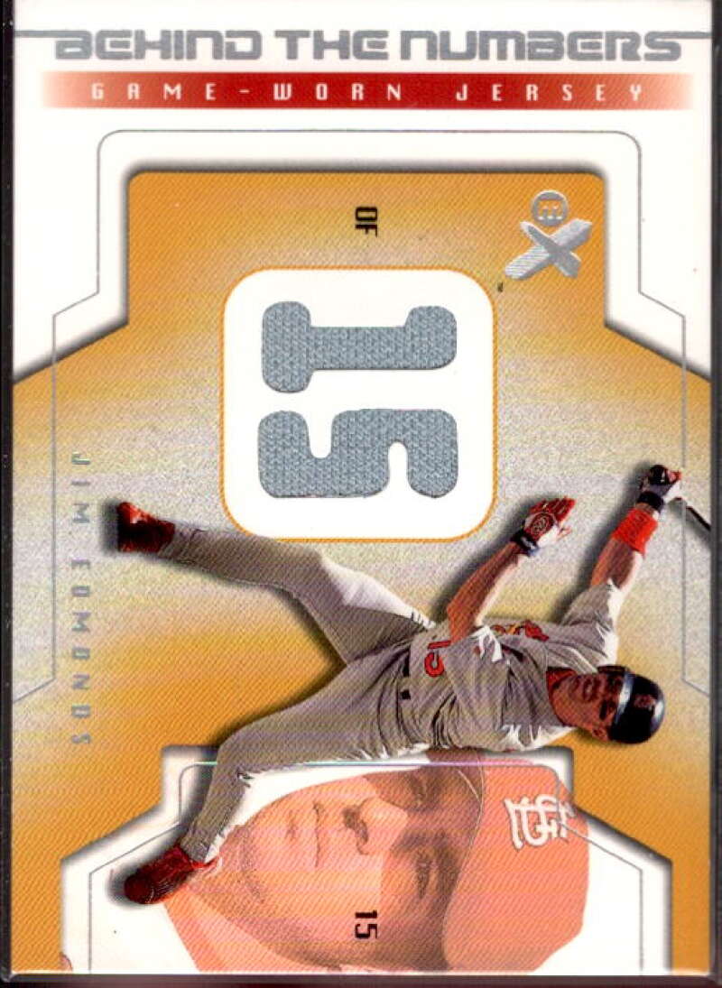 Jim Edmonds Card 2002 E-X Behind the Numbers Game Jersey #5  Image 1
