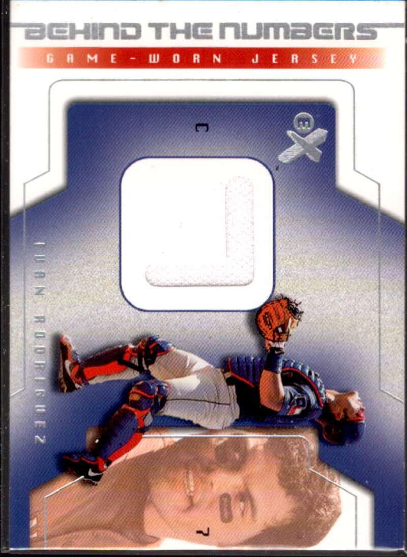 Ivan Rodriguez Card 2002 E-X Behind the Numbers Game Jersey #21  Image 1
