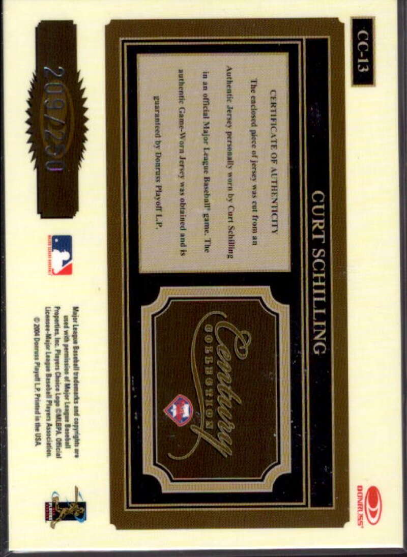 Curt Schilling Jsy Card 2004 Throwback Threads Century Collection Material #13  Image 2