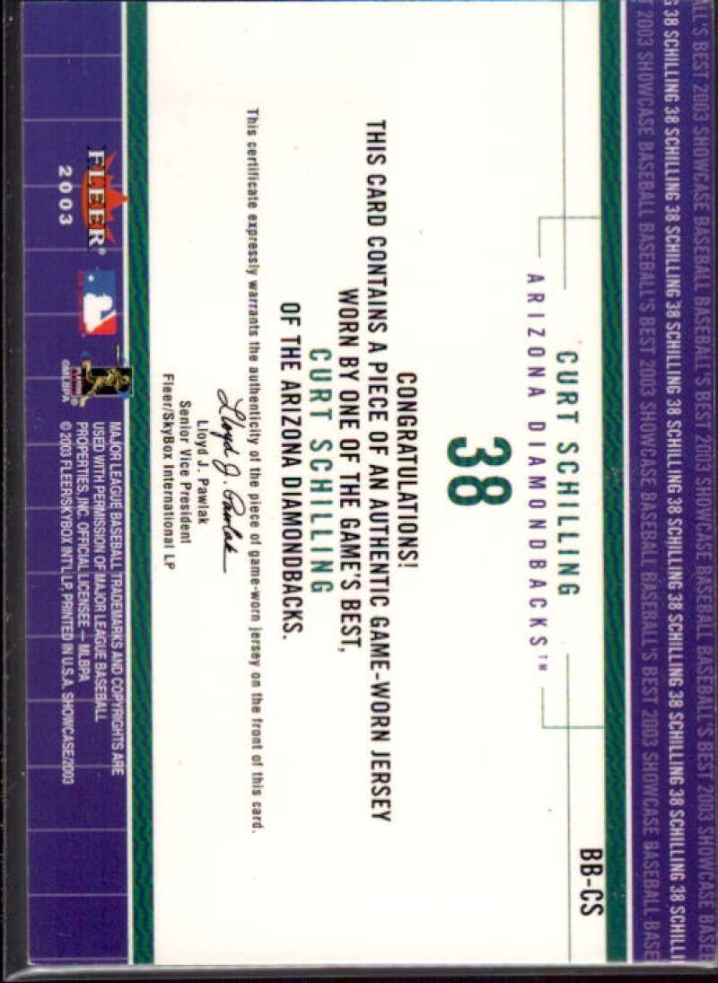 Curt Schilling Card 2003 Fleer Showcase Baseball's Best Game Jersey #CS  Image 2