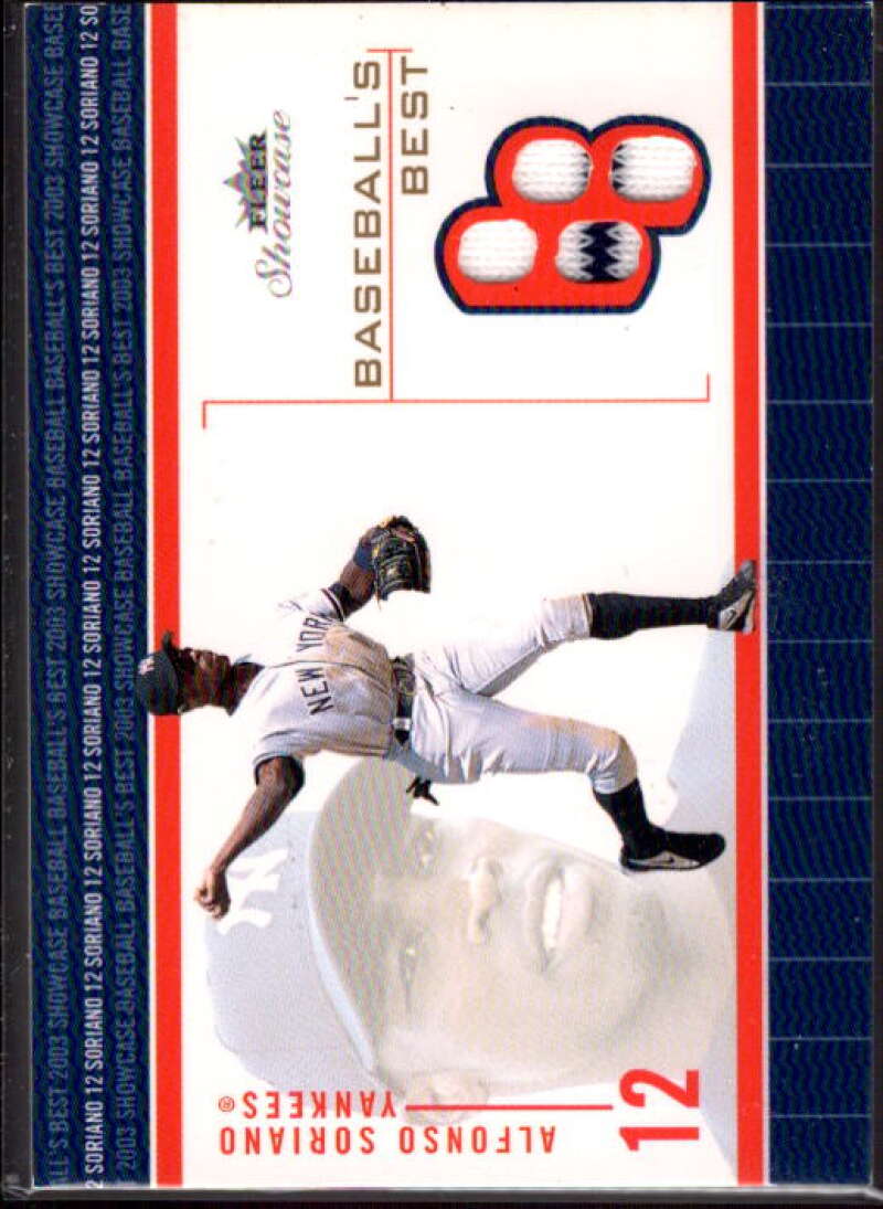 Alfonso Soriano Card 2003 Fleer Showcase Baseball's Best Game Jersey #AS  Image 1
