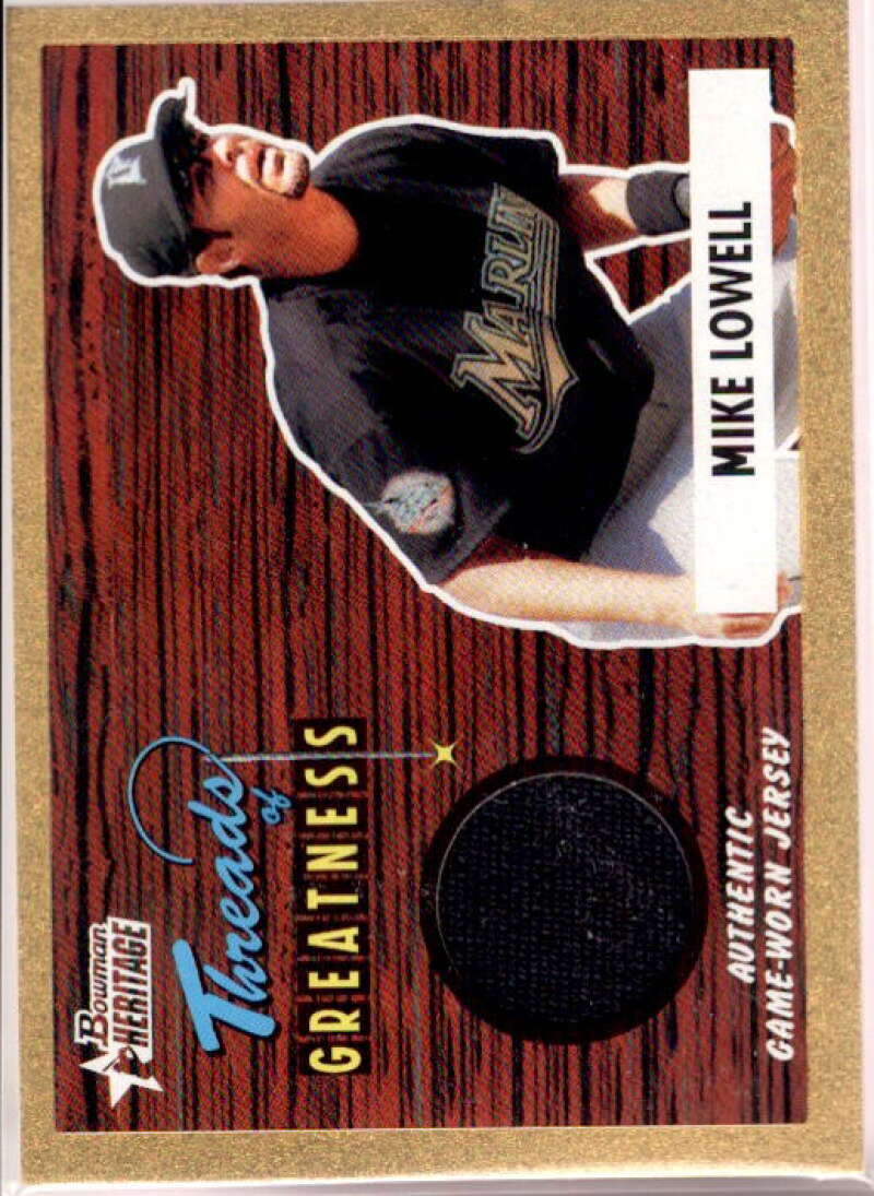 Mike Lowell Jsy Card 2004 Bowman Heritage Threads of Greatness Gold #ML  Image 1