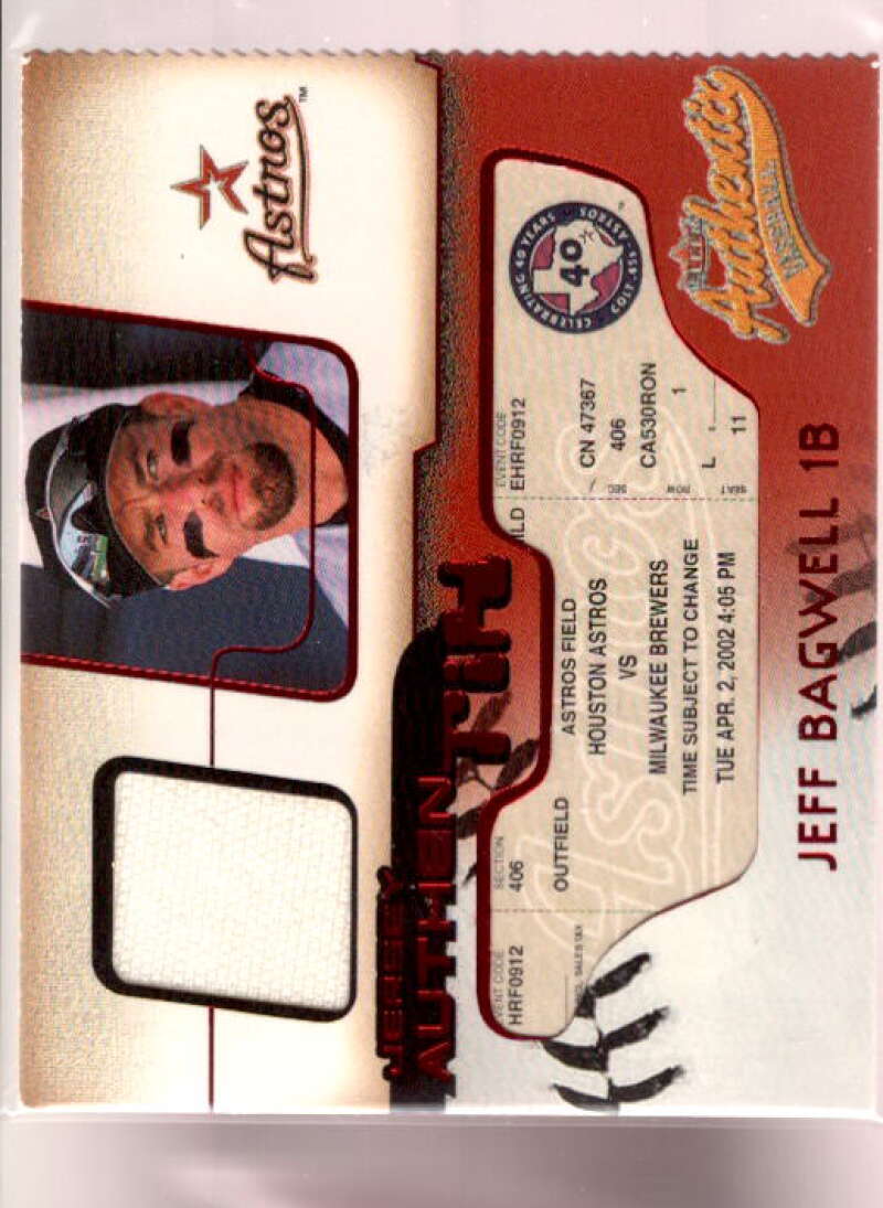 Jeff Bagwell Card 2002 Fleer Authentix Jersey AuthenTIX #JAJB  Image 1