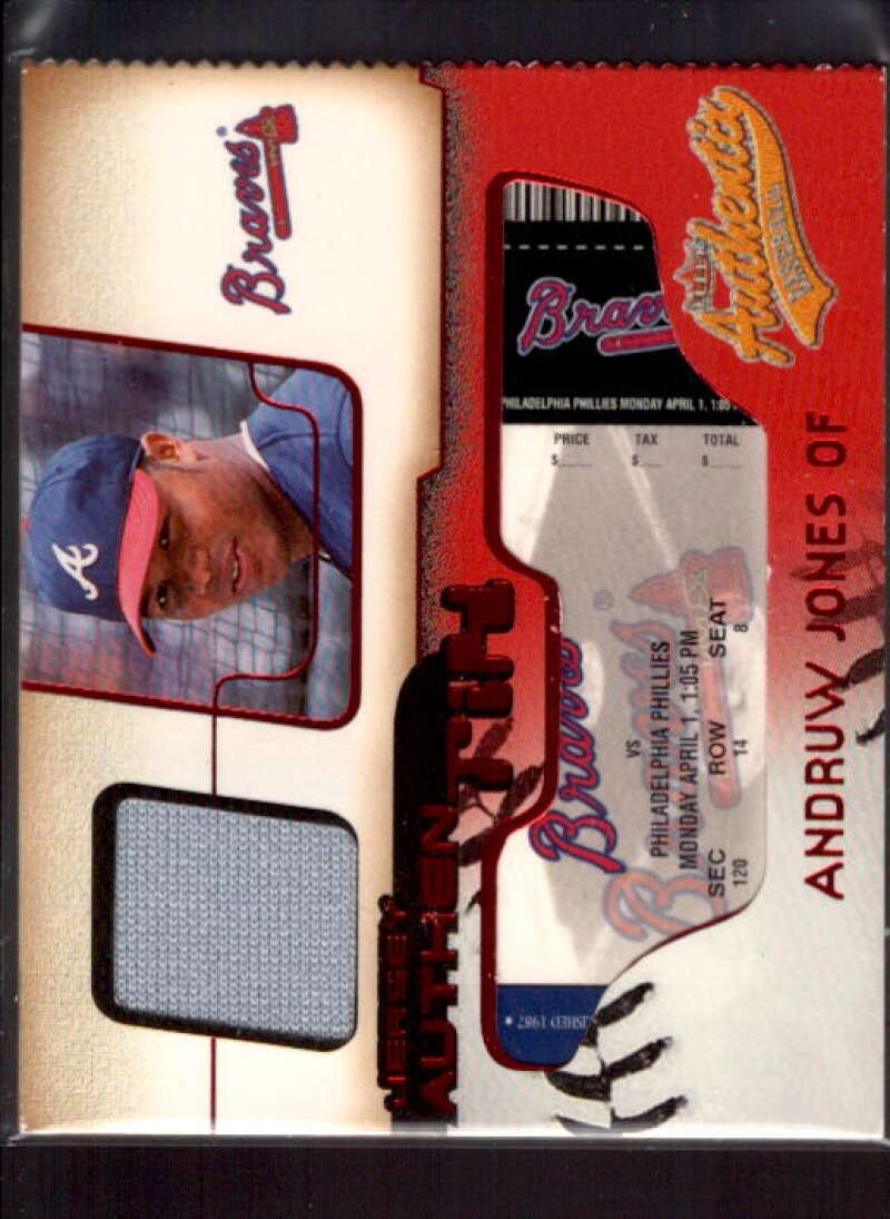 Andruw Jones SP Card 2002 Fleer Authentix Jersey AuthenTIX #JAAJ  Image 1