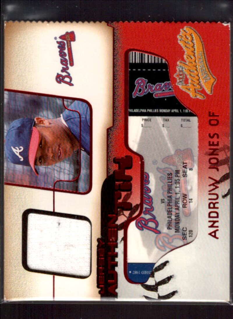 Andruw Jones SP Card 2002 Fleer Authentix Jersey AuthenTIX #JAAJ  Image 1