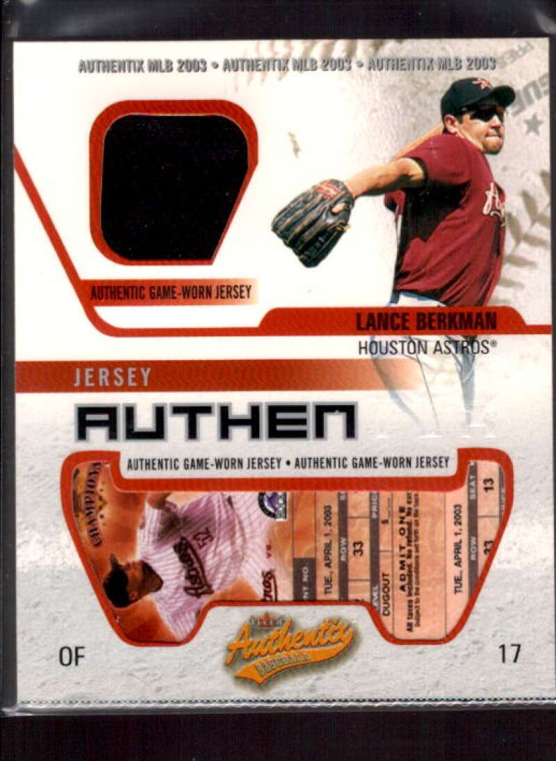 Lance Berkman Card 2003 Fleer Authentix Game Jersey #LB  Image 1