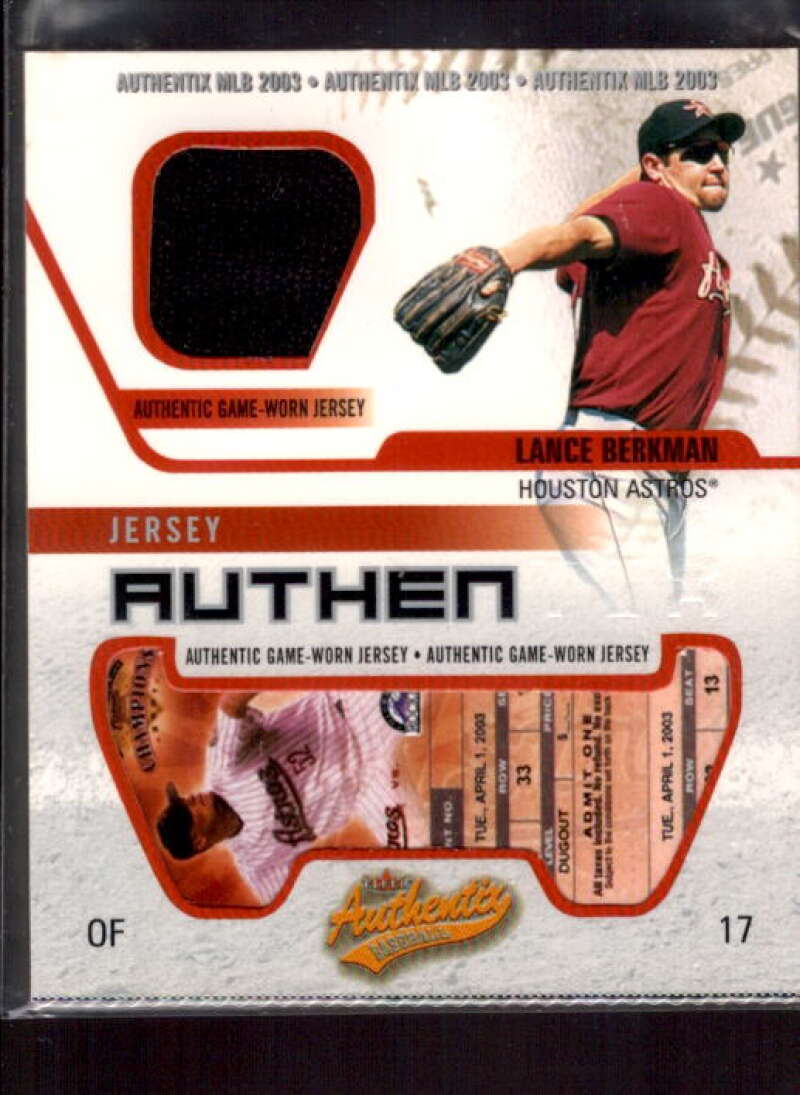 Lance Berkman Card 2003 Fleer Authentix Game Jersey #LB  Image 1