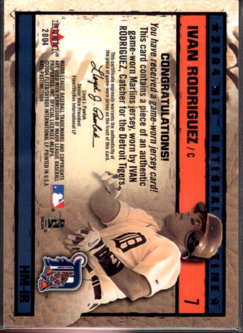 Ivan Rodriguez SP Card 2004 National Pastime History in the Making Jersey #IR  Image 2