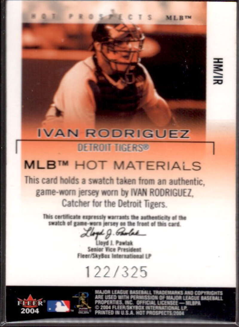 Ivan Rodriguez Jsy Card 2004 Hot Prospects Draft MLB Hot Materials #IR  Image 2