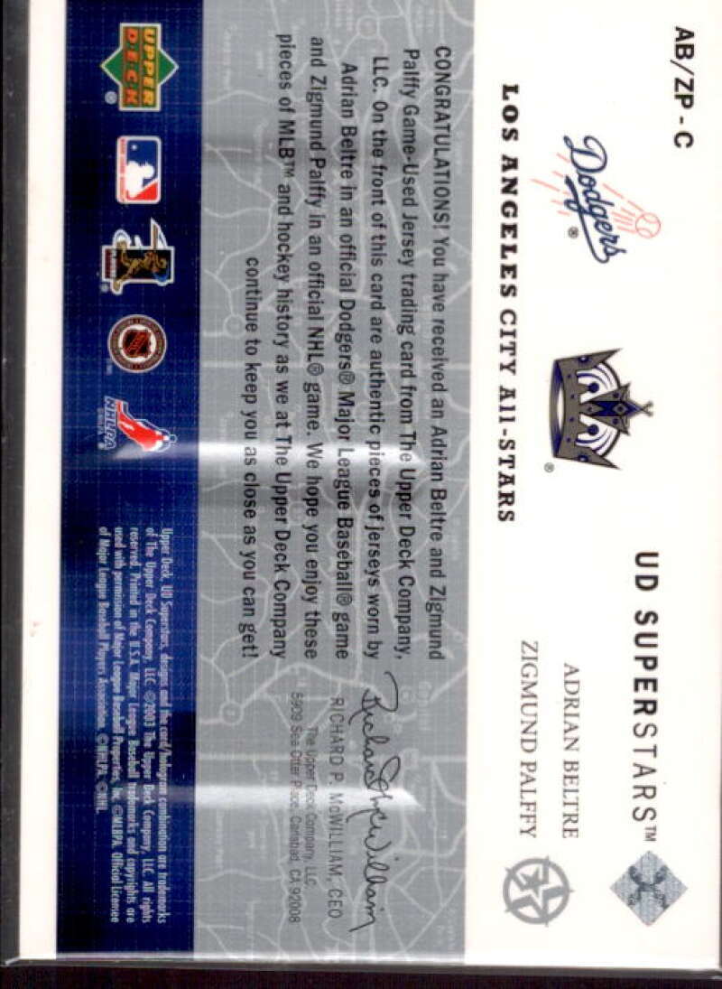 Adrian Beltre/Palffy 2002-03 UD SuperStars City All-Stars Dual Jersey #ABZP  Image 2
