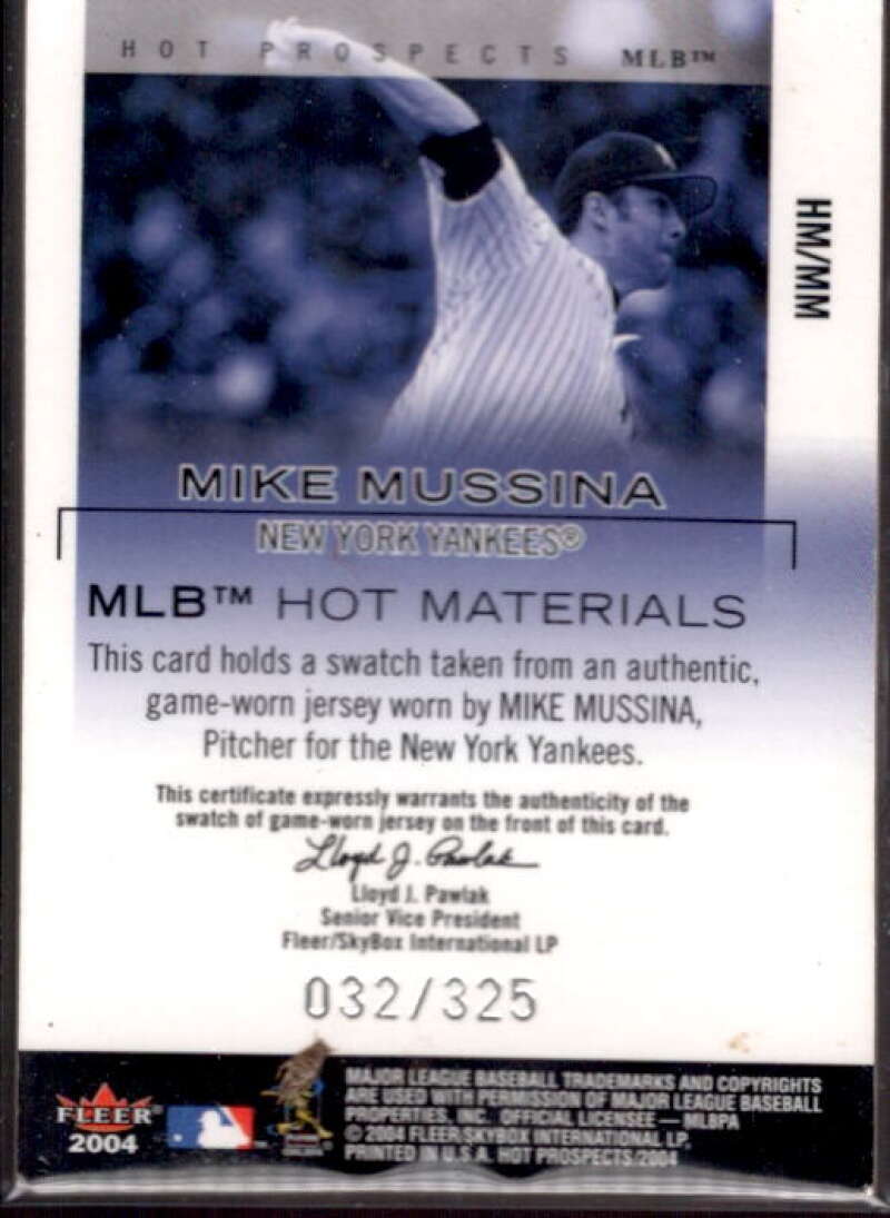 Mike Mussina Jsy Card 2004 Hot Prospects Draft MLB Hot Materials #MM  Image 2