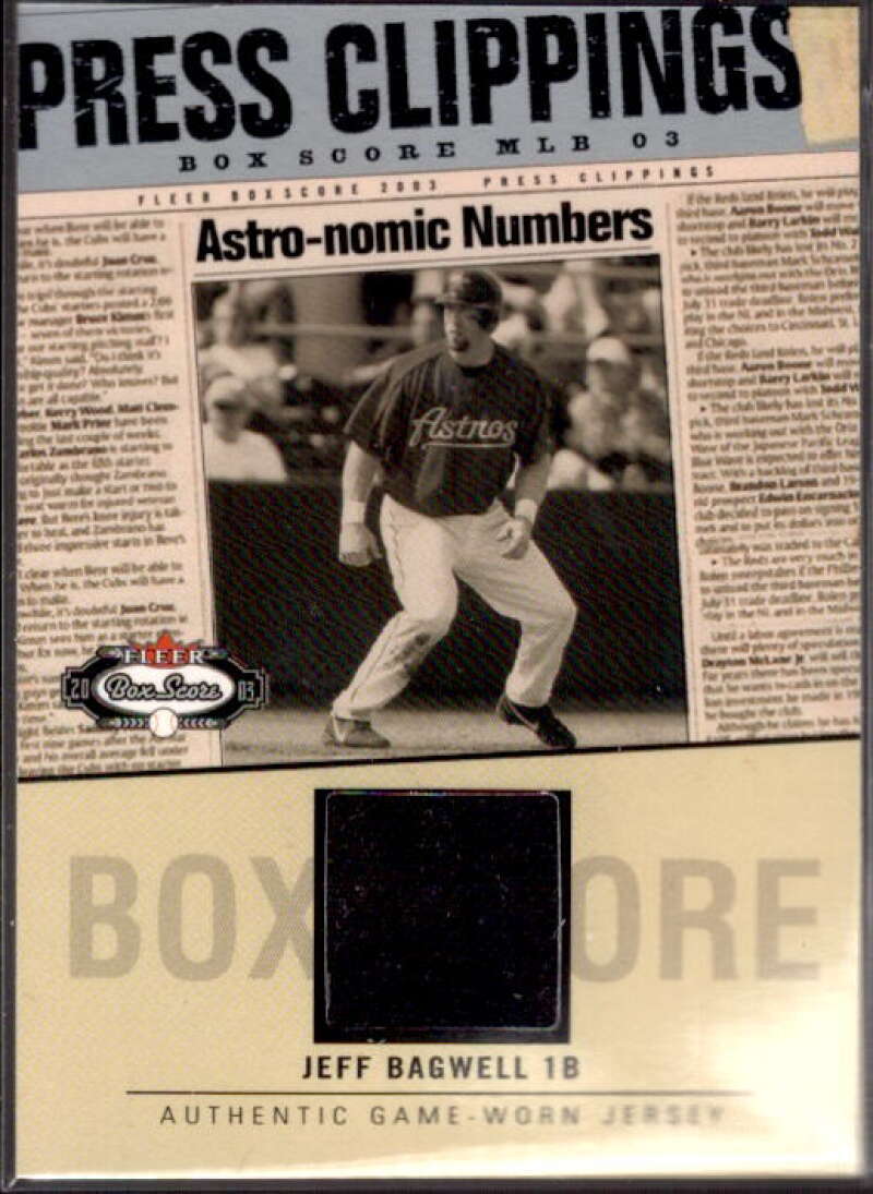 Jeff Bagwell Card 2003 Fleer Box Score Press Clippings Game Jersey #JB  Image 1