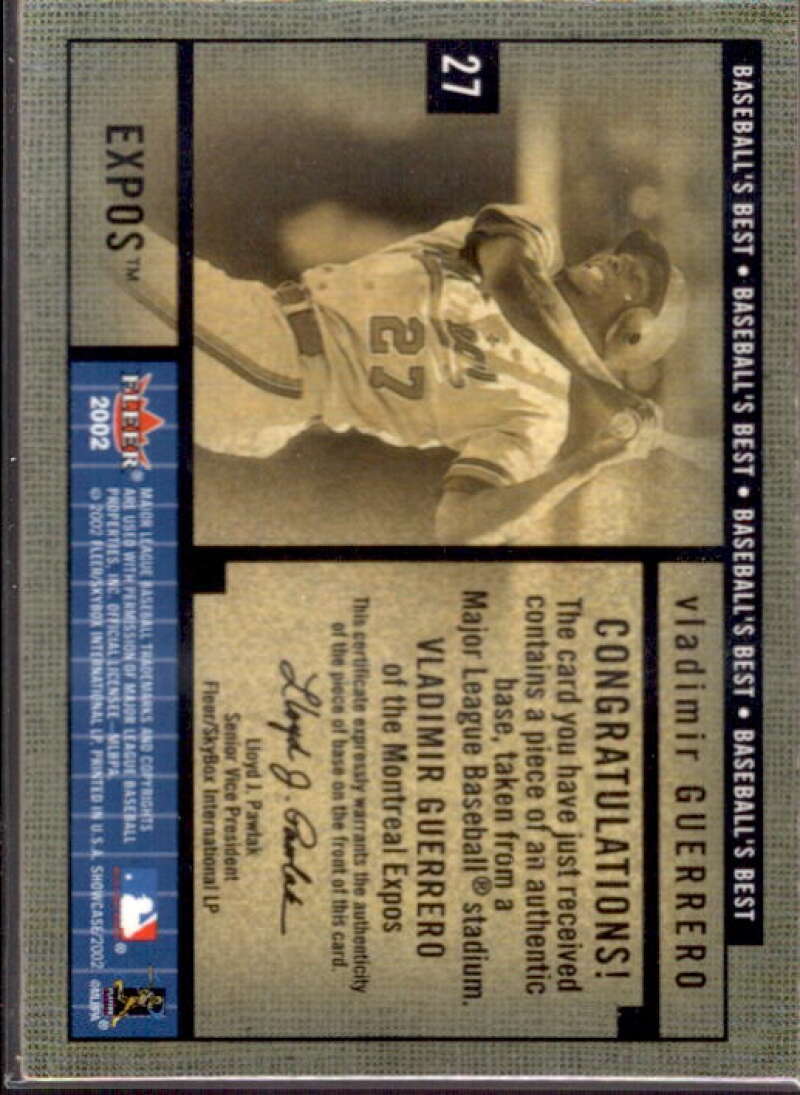 Vladimir Guerrero Base Card 2002 Fleer Showcase Baseball's Best Memorabilia #17  Image 2
