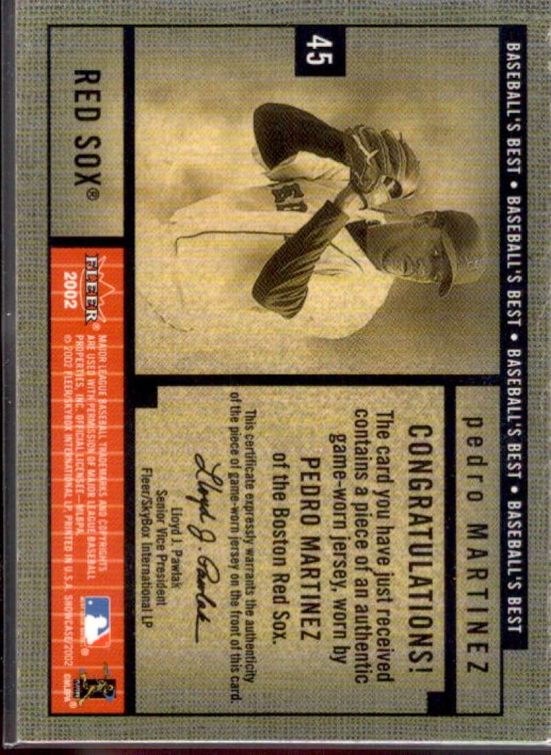 Pedro Martinez Jsy Card 2002 Fleer Showcase Baseball's Best Memorabilia #12  Image 2