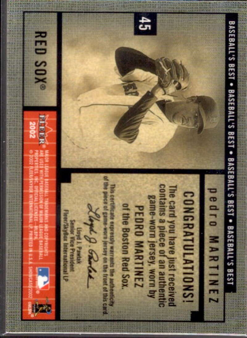 Pedro Martinez Jsy Card 2002 Fleer Showcase Baseball's Best Memorabilia #12  Image 2